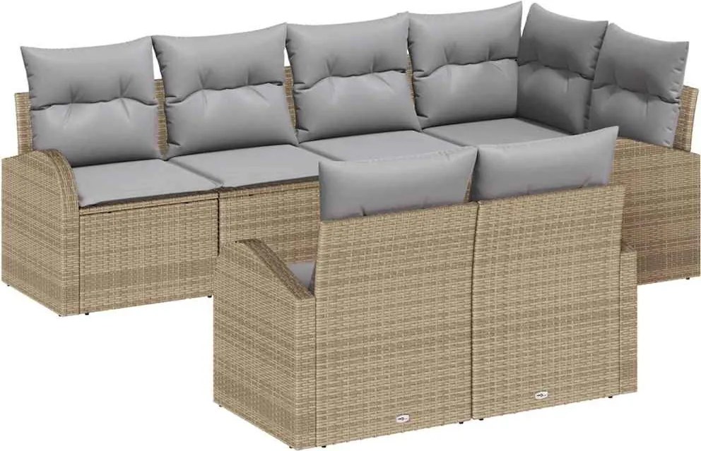 vidaXL Set de canapele pentru grădină 7 pcs Beige și gri deschis