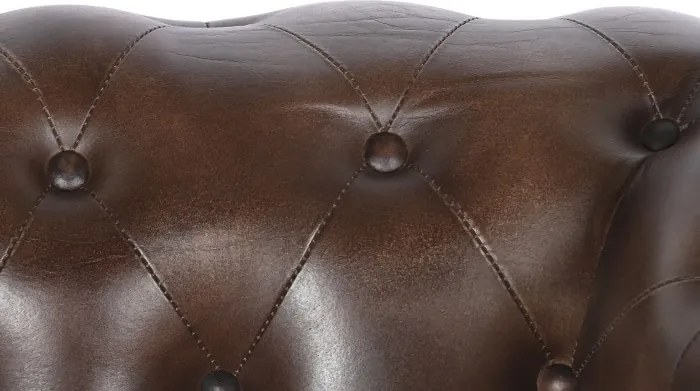 Fotoliu vintage din piele naturală maro închis, „Chesterfield"