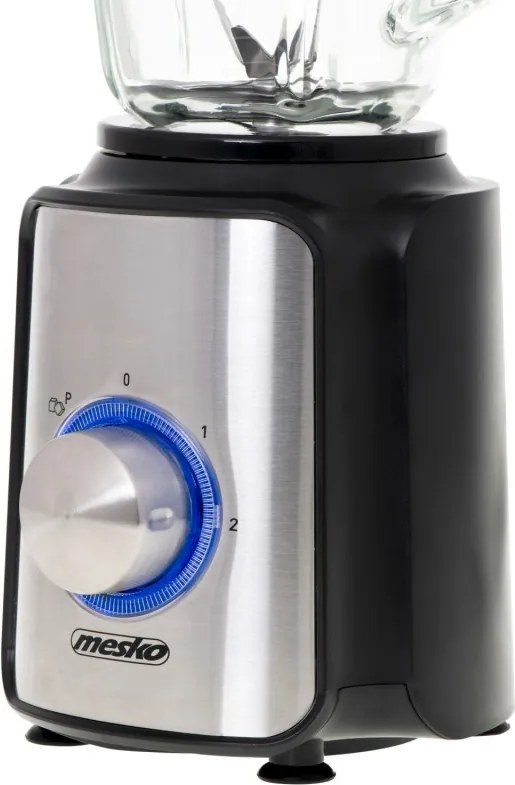 Blender Mesko MS 4080, 1200 W, 1,5 l, 21 000 rpm, 6 lame, 2 viteze + funcție puls, capac cu orificiu, inox/negru