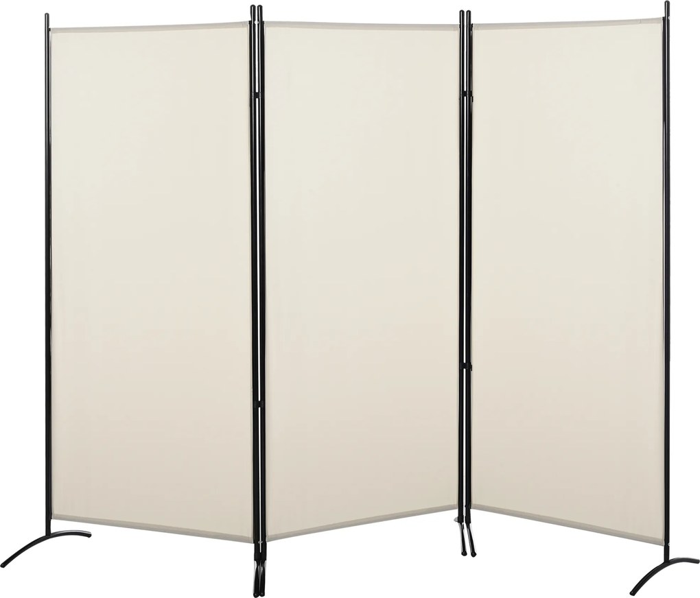 HOMCOM Paravan Decorativ Interior, 3 Panouri, Metal și Poliester, 253x50x182cm, Bej | Aosom Romania