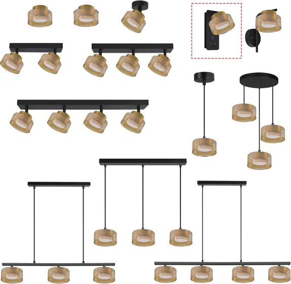 Brilagi - Aplica de perete cu port USB AURA LUX, 1xGX53/30W/230V, negru/auriu