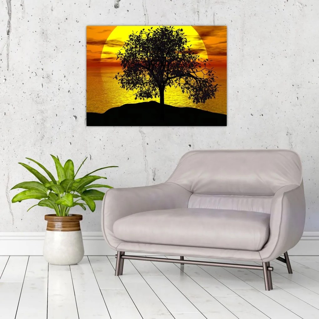 Tablou pe sticlă - Silueta copacilor (70x50 cm)