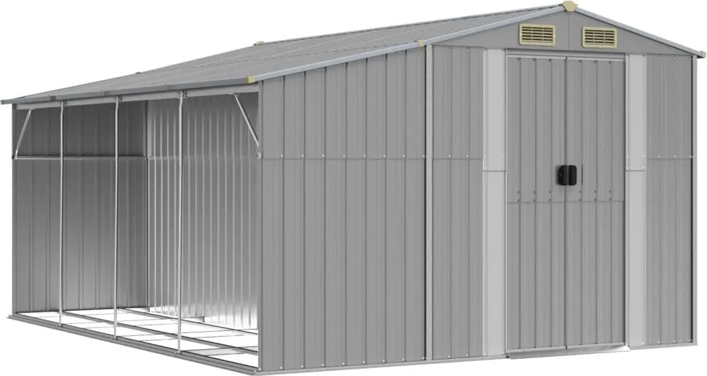 vidaXL Șopron de grădină, gri, 277x365,5x179 cm, oțel zincat