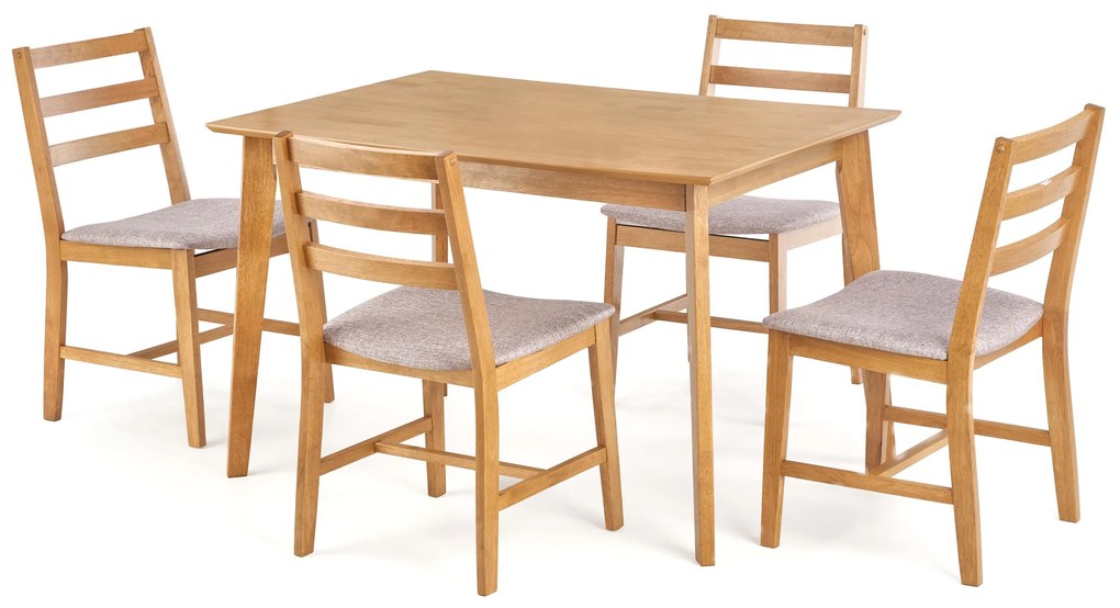 Set de sufragerie 1 + 4 CORDOBA, masa in decor stejar + scaune cu tapiterie bej