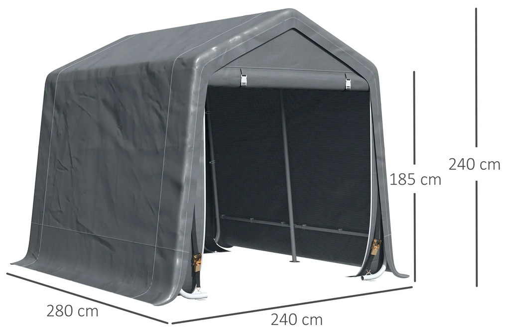 Outsunny Copertina pentru Masini, Motociclete si Biciclete, pentru exterior din Metal si Tesatura PE, Gri | Aosom Romania