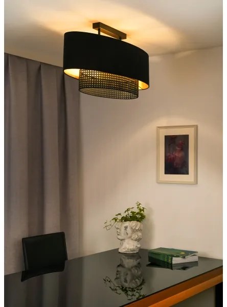 Lustră aplicată Duolla DOUBLE OVAL RATTAN 2xE27/15W/230V negru/ratan