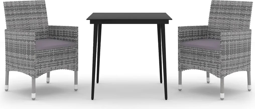 vidaXL Set mobilier de grădină cu perne, 3 piese, poliratan și sticlă