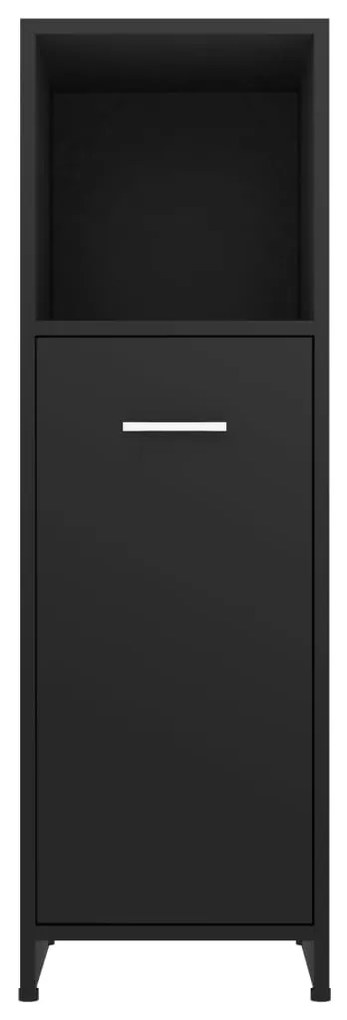 Set mobilier de baie, 4 piese, negru Negru, 1