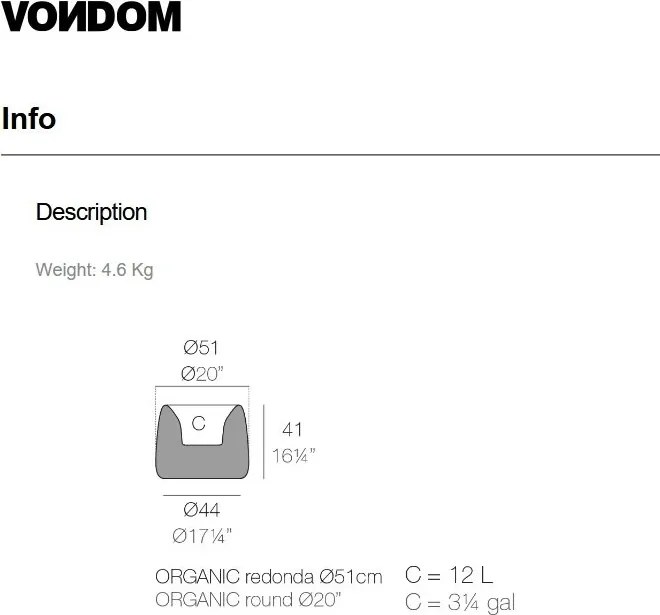 Ghiveci plante design decorativ exterior/interior Organic round 51x40cm