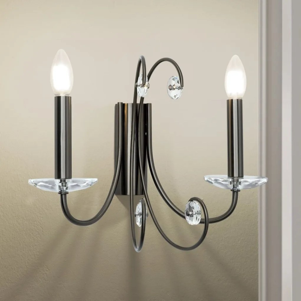 Aplica de perete stil clasic cu cristal K9 ARIANE2L nickel inchis
