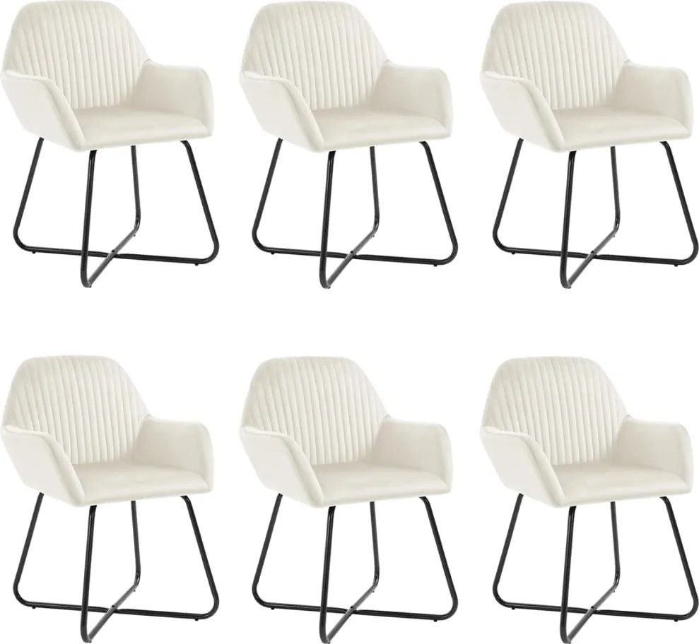 vidaXL Scaune de bucătărie, 6 buc., crem, catifea