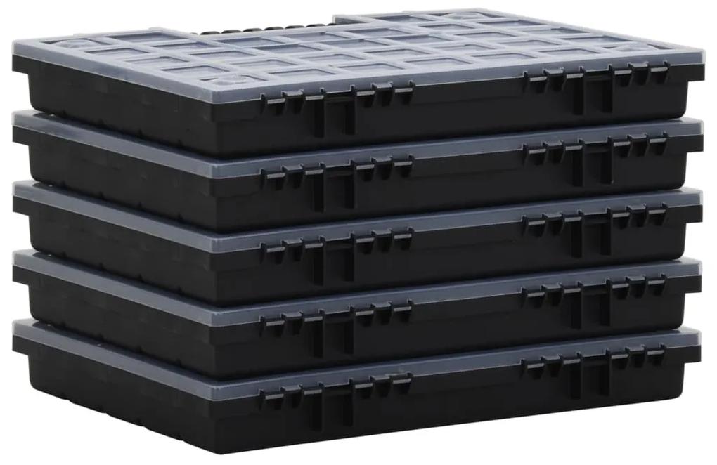 Cutii de organizare, 5 buc., 40x30x5 cm, polipropilena 5, 26 separatoare, 1