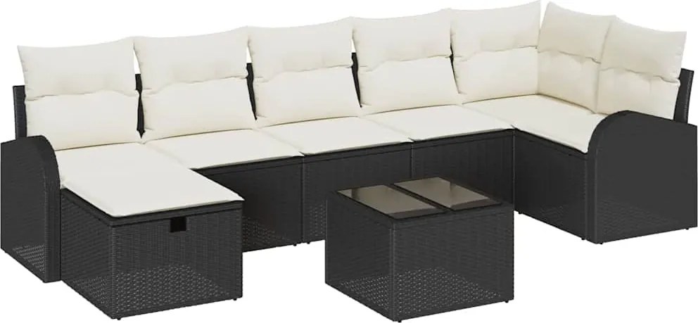 vidaXL Set de canapele pentru grădină cu pernă 8 pcs Negru Rattan poli