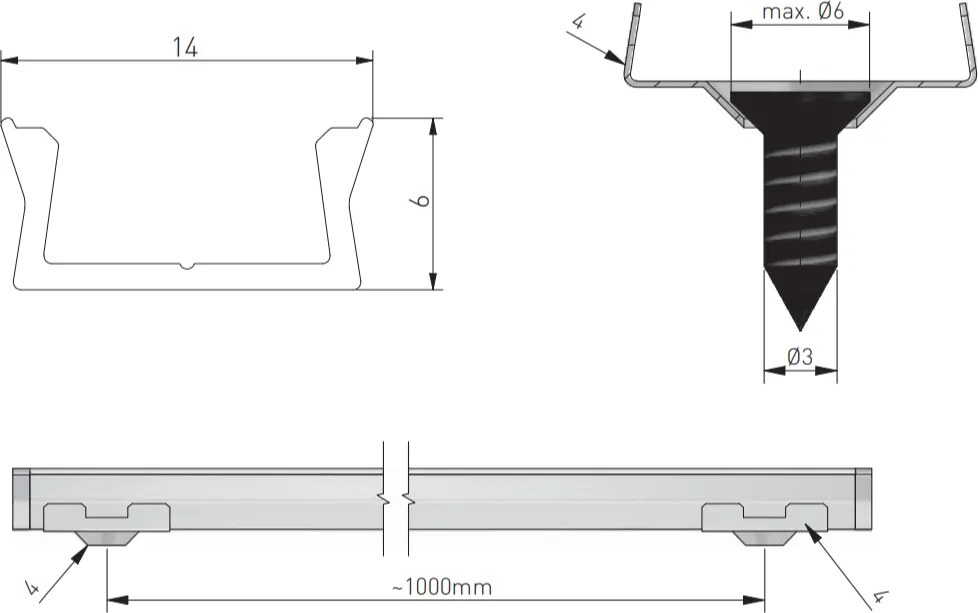 Set profil LED aplicat Glax Mini GTV, din aluminiu, negru mat, cu dispersor opac, 2 m L:2000 mm; l:14 mm; H:6 mm, Aluminiu, Negru Opac, Glax Mini, 10