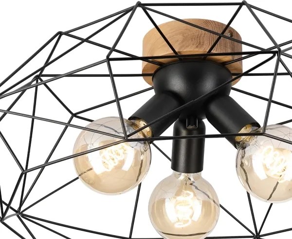 Brilagi - Plafonieră WOODY BASKET 3xE27/60W/230V, diam. 60 cm, stejar