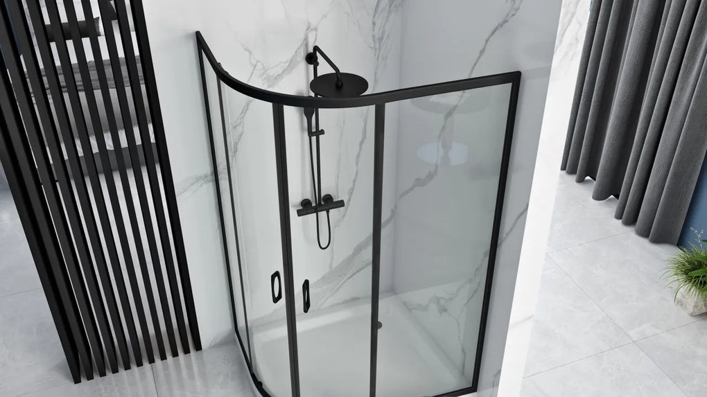 Cabina dus REA Look Black 80x100 + Cada de duș Look White