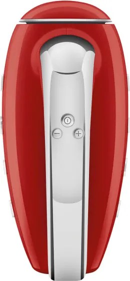 Mixer manual SMEG 50's Style HMF01RDEU, 250 W, 9 viteze, Functie Turbo, Afisaj LED, Timer, Accesorii, Rosu