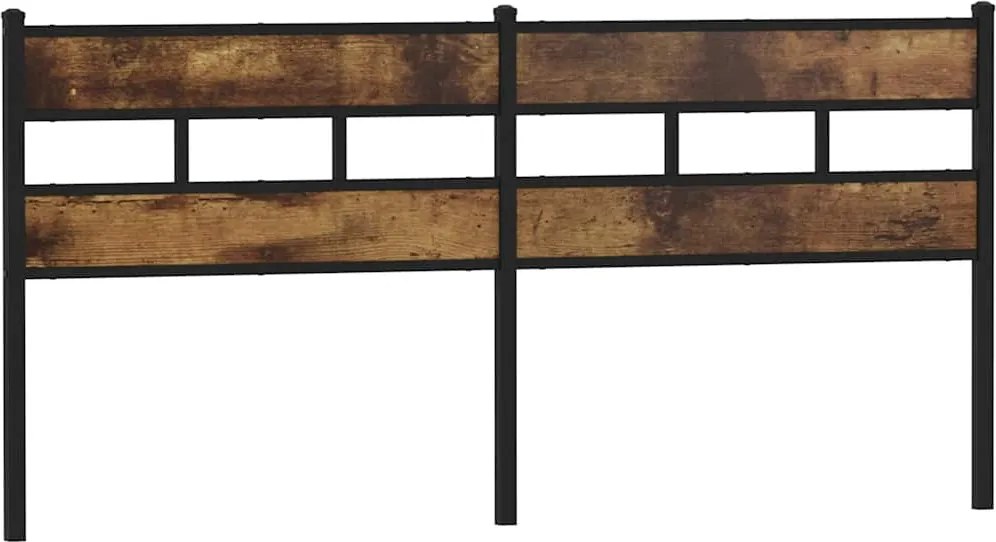 vidaXL Tăblie de pat de schimb, stejar fumuriu, 193 cm, fier și lemn prelucrat