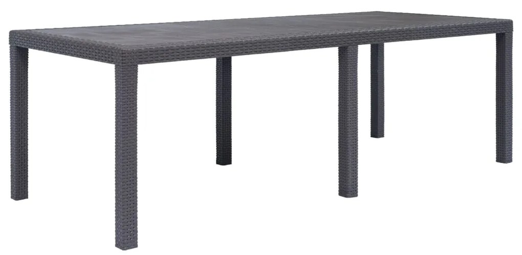 vidaXL Masă de grădină, maro, 220x90x72 cm , plastic, aspect ratan