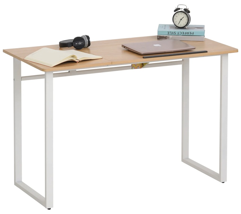 HOMCOM Birou masa de lucru cu blat reglabil pe colt alb 120 x 60 x 76cm