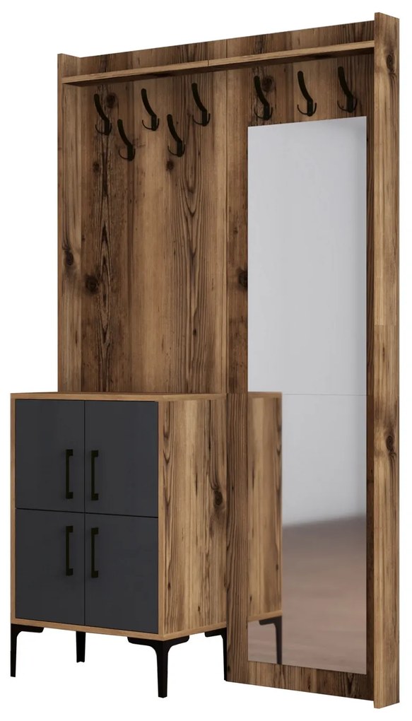 Set mobilier pentru hol Berliner (Nuc + Antracit). 1072518