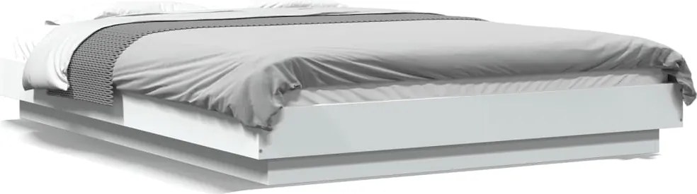 vidaXL Cadru de pat cu lumini LED, alb, 120x200 cm, lemn prelucrat