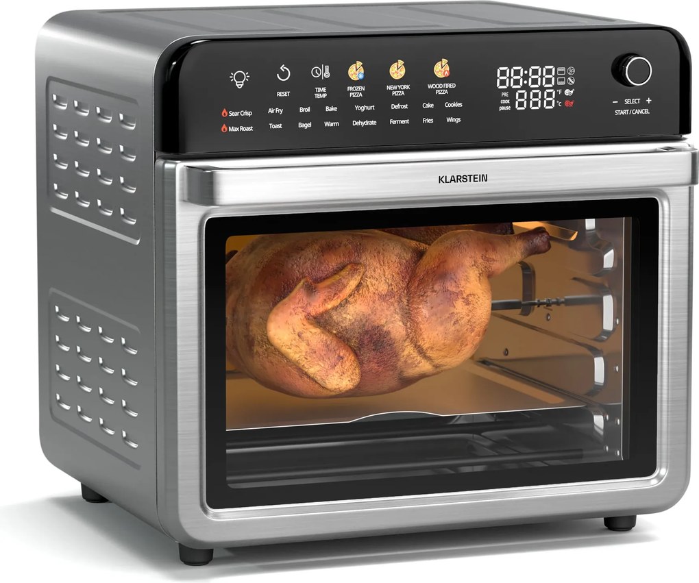 Klarstein AirGlaze Digital friteuză digitală cu aer cald, 2200 W, 19 programe, inclusiv accesorii lavabile în mașina de spălat vase