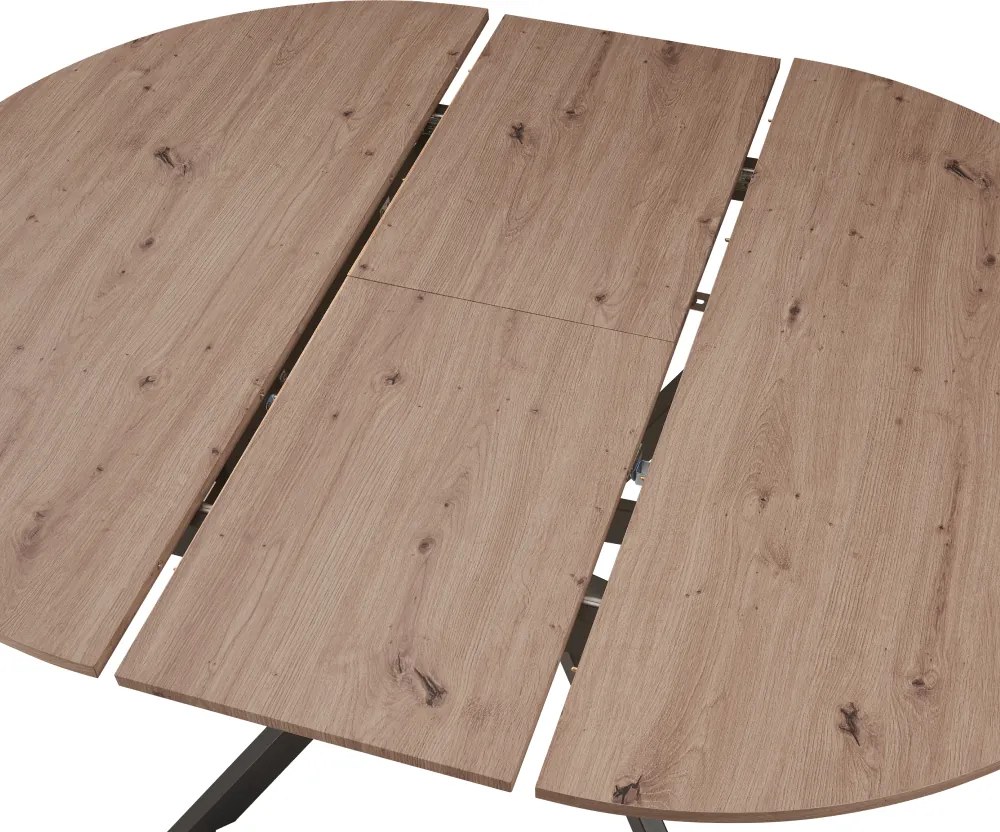 Masă extensibilă de dining, stejar artisan / neagră, 100x100-140x75 cm, ABERO TIP 1