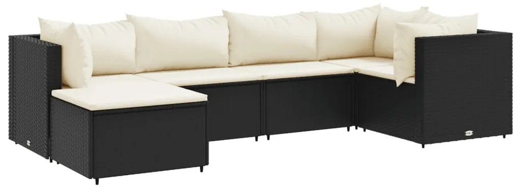 3308208 vidaXL Set mobilier de grădină cu perne, 6 piese, negru, poliratan