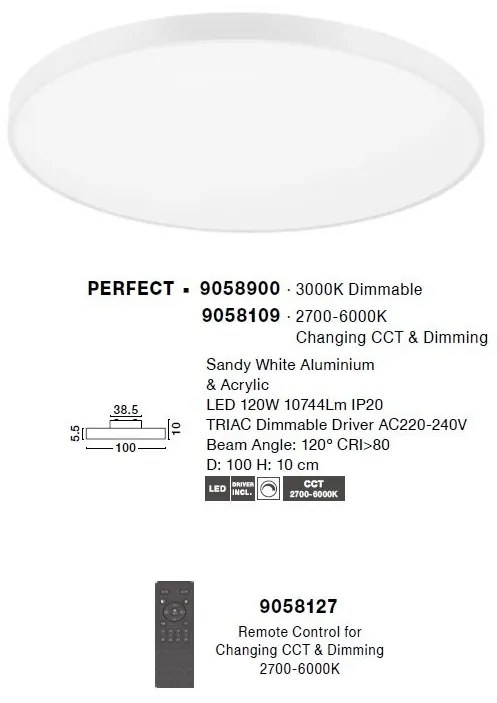 Plafoniera LED moderna design slim PERFECT 100cm alba CCT Dimmable