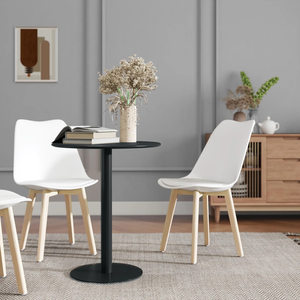 HOMCOM Masă de Dining Rotundă și Modernă pentru 2 Persoane din Oțel, Neagră | Aosom Romania