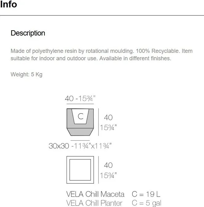 Ghiveci plante / Jardiniera de flori design decorativ modern pentru amenajari interioare si exterioare, VELA CHILL PLANTER 54073R Vondom