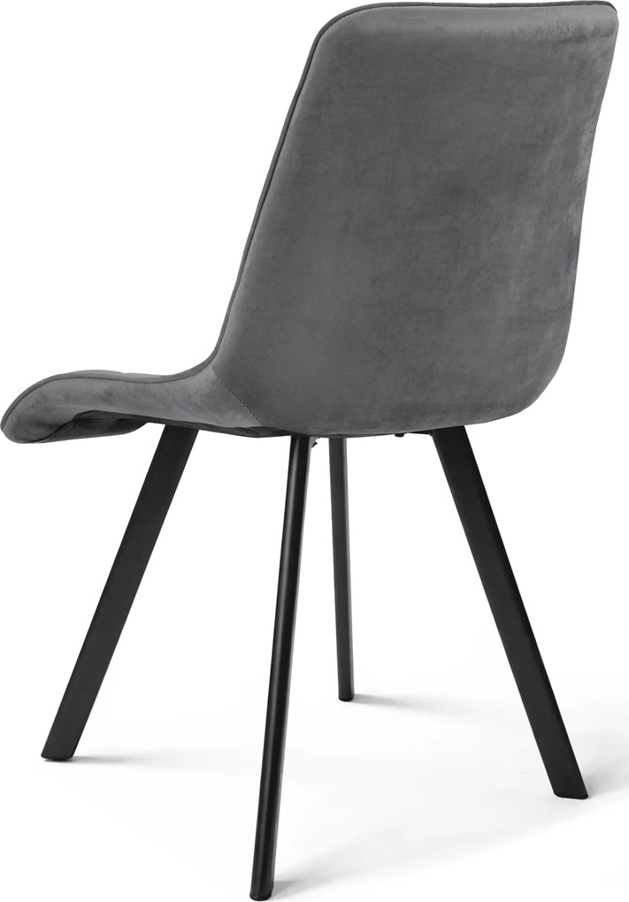 OFERTA Scaun de masa CIEZA VELVET cu picioare negre, gri inchis II. calitate