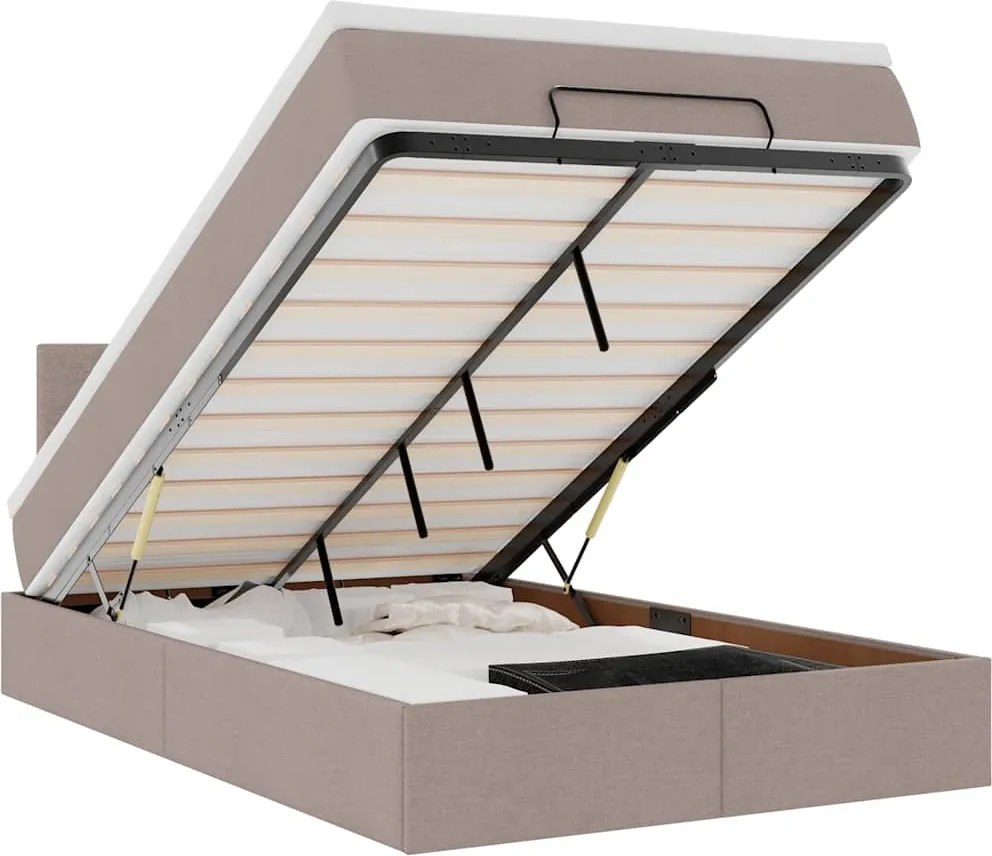 vidaXL Cadru de pat otoman cu saltea Taupe 120x190 cm Material