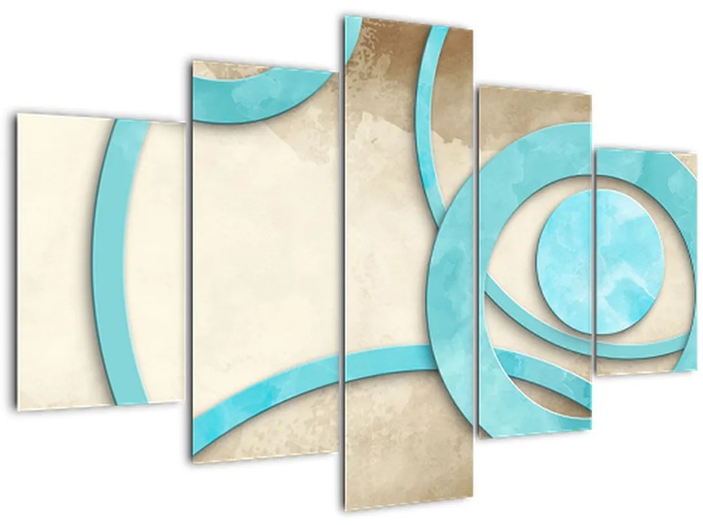 Tablou - Cercuri albastre acvarelă (150x105 cm)