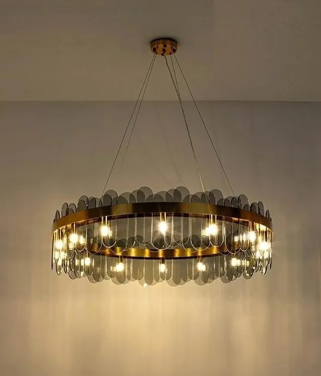 Lustra suspendata design modern Glamor 100 fumuriu