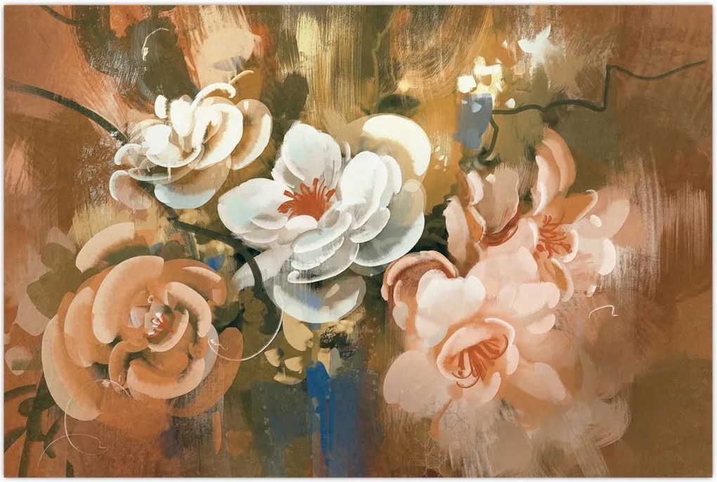 Tablou -Buchet de flori pictat (90x60 cm)