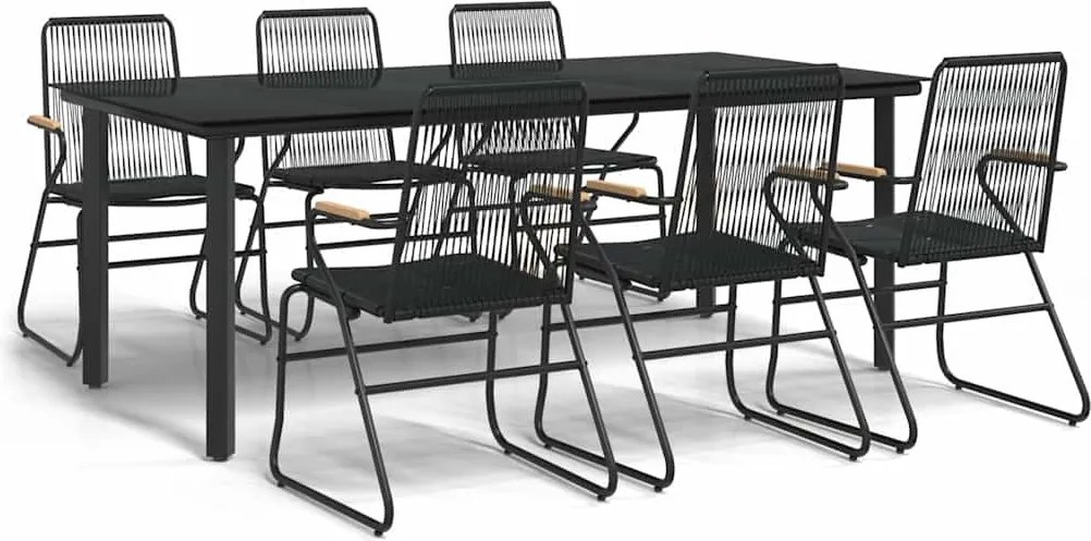 vidaXL Set mobilier de grădină, 7 piese, negru, ratan PVC