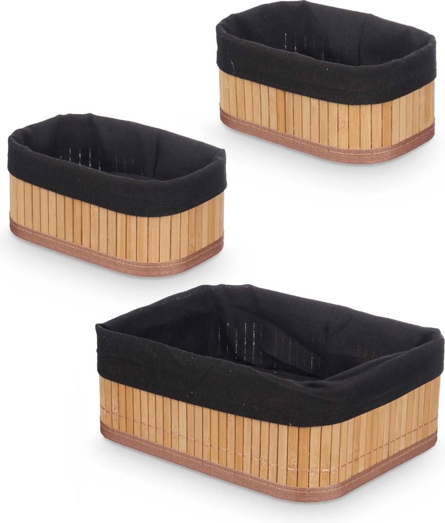 Coșuri de baie din bambus VIVID, 3 bucăți