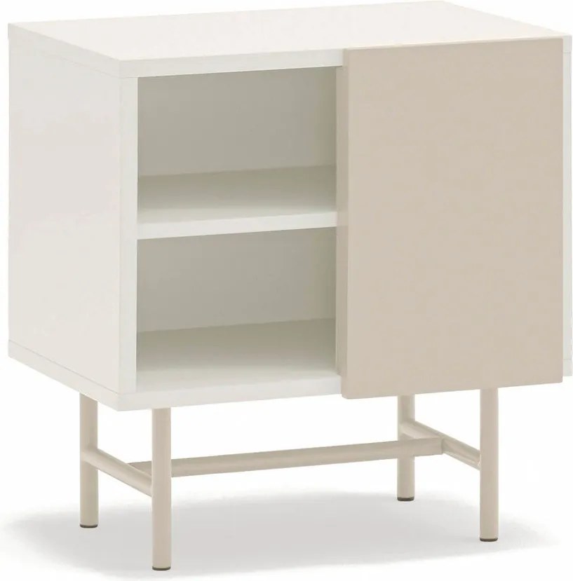 Noptieră bej/crem cu rafturi cu aspect mat Nube – Teulat