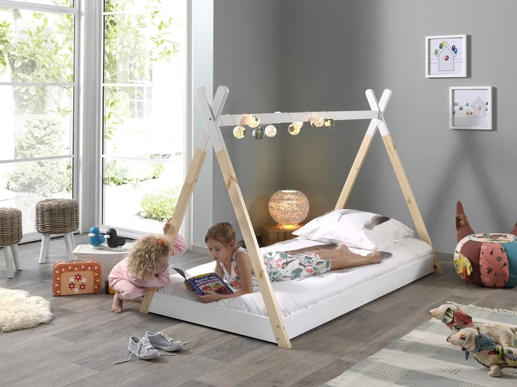 Set TIPI format dintr-un Pat copii (90 x 200 cm) și o SALTEA PAT COPII Basic Cool (90 x 200 x 10 cm).