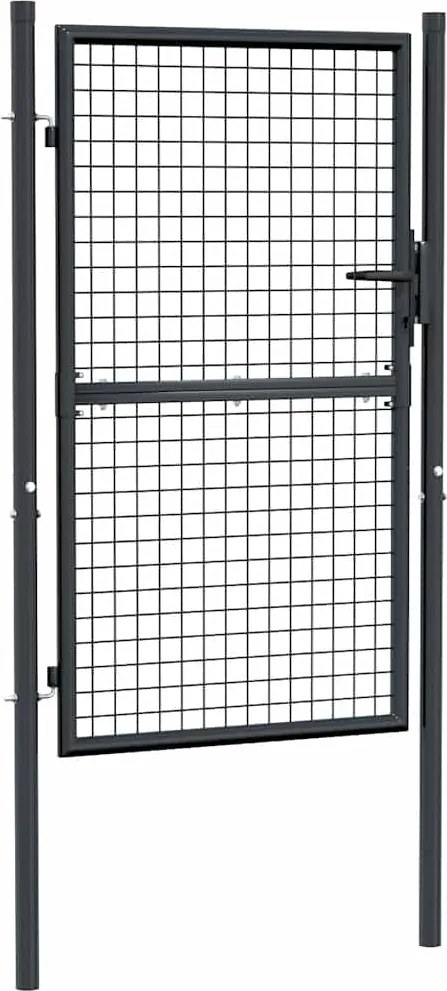 vidaXL Poartă de grădină din plasă, oțel galvanizat, gri, 100x150 cm