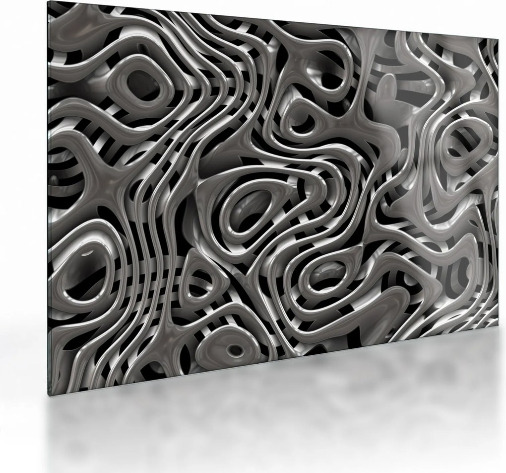 Tablou pe sticlă - Abstractizare metalică (70x50 cm)
