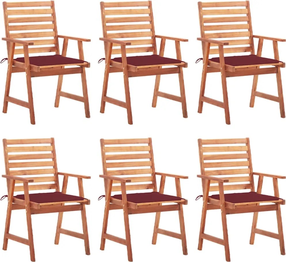 vidaXL Scaune de exterior cu perne, 6 buc., lemn masiv de acacia