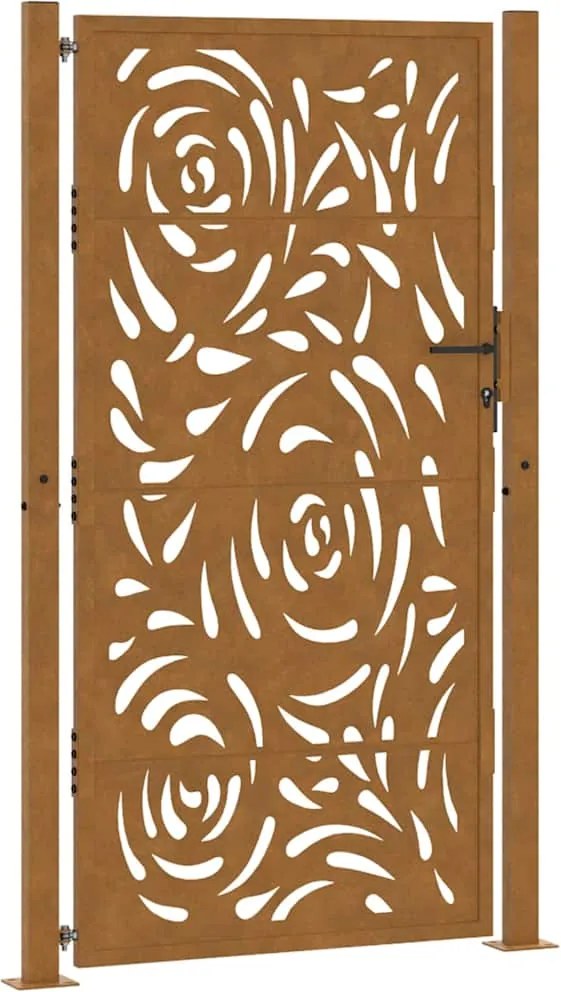 vidaXL Poartă de grădină 100x175 cm, oțel rezistent la intemperii, design cu flacără