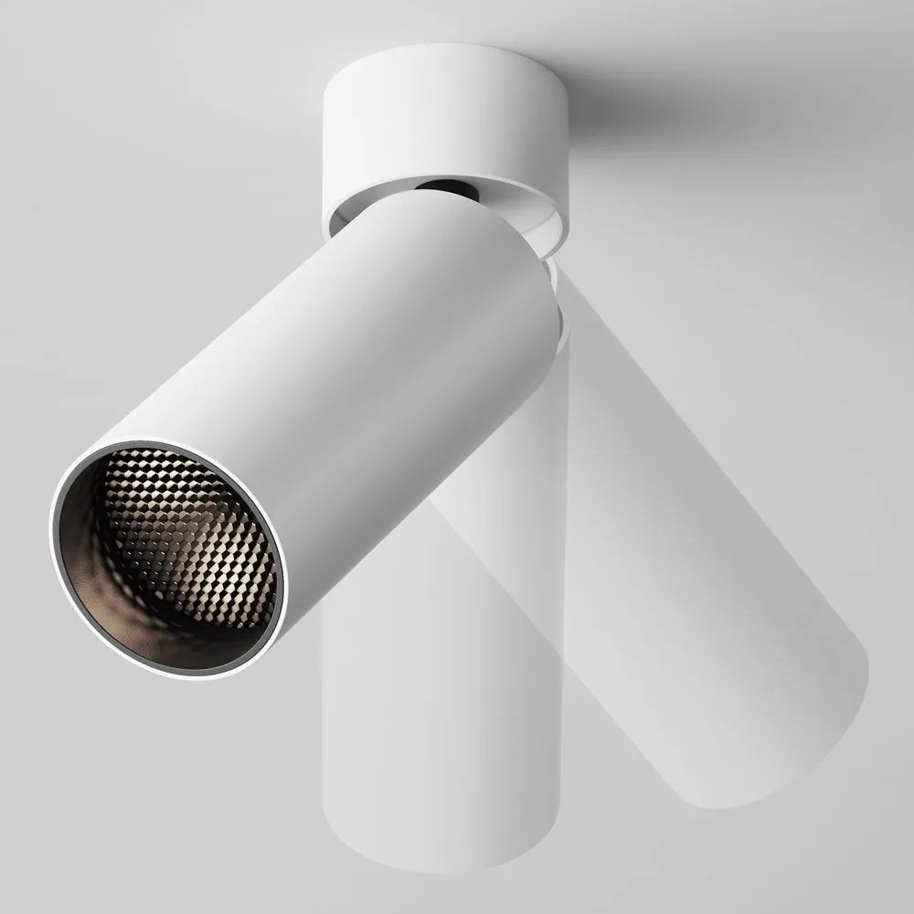 Spot LED aplicat directionabil, dimabil, design tehnic Focus alb, 4000K