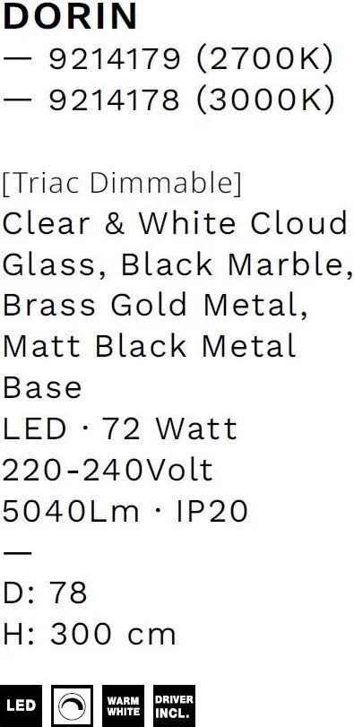 Lustra LED decorativa casa scarii 3000K DORIN