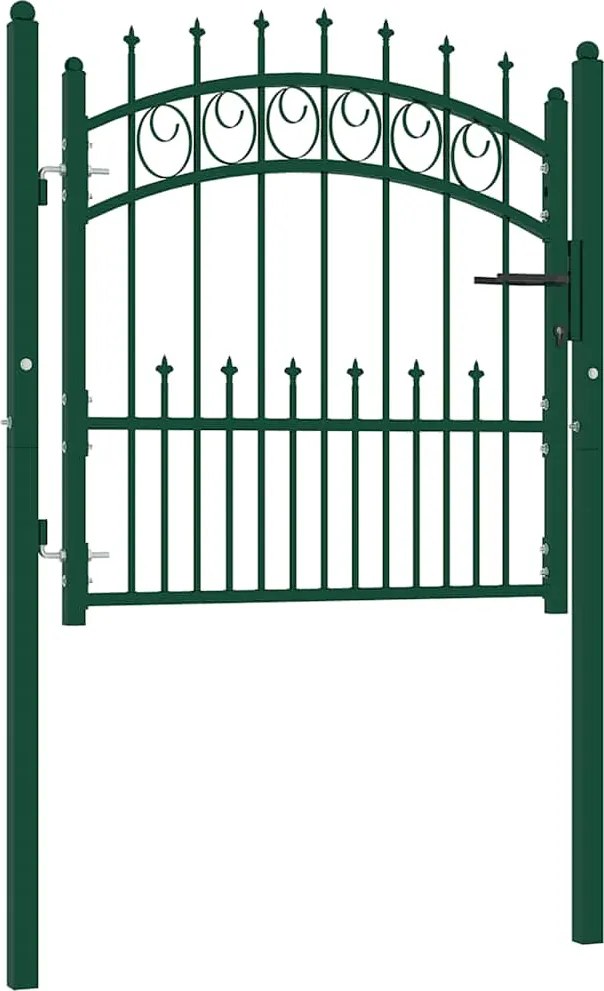 vidaXL Poartă de gard Emmen cu țăruși din oțel, verde, 104x97 cm