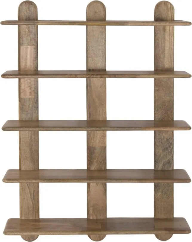 Raft de perete din lemn de mango, maro, cu 5 polițe, finisaj natural, 100 x 71,5 x 19 cm, „Noves”