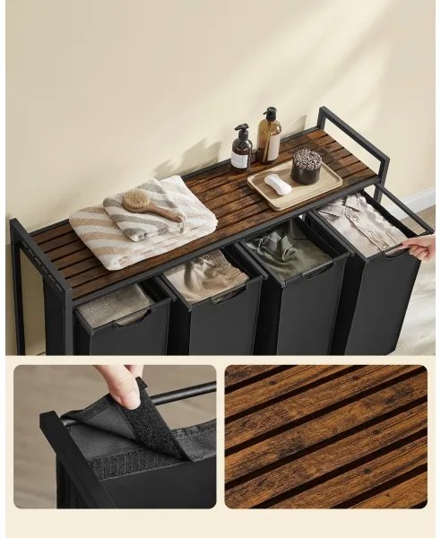 Coș pentru rufe REX, maro/negru